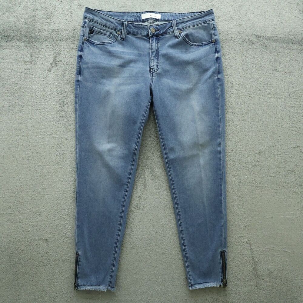 KanCan Jeans Junior's Size 15 Blue Mid-Rise Skinny Denim 28" Inseam Distressed